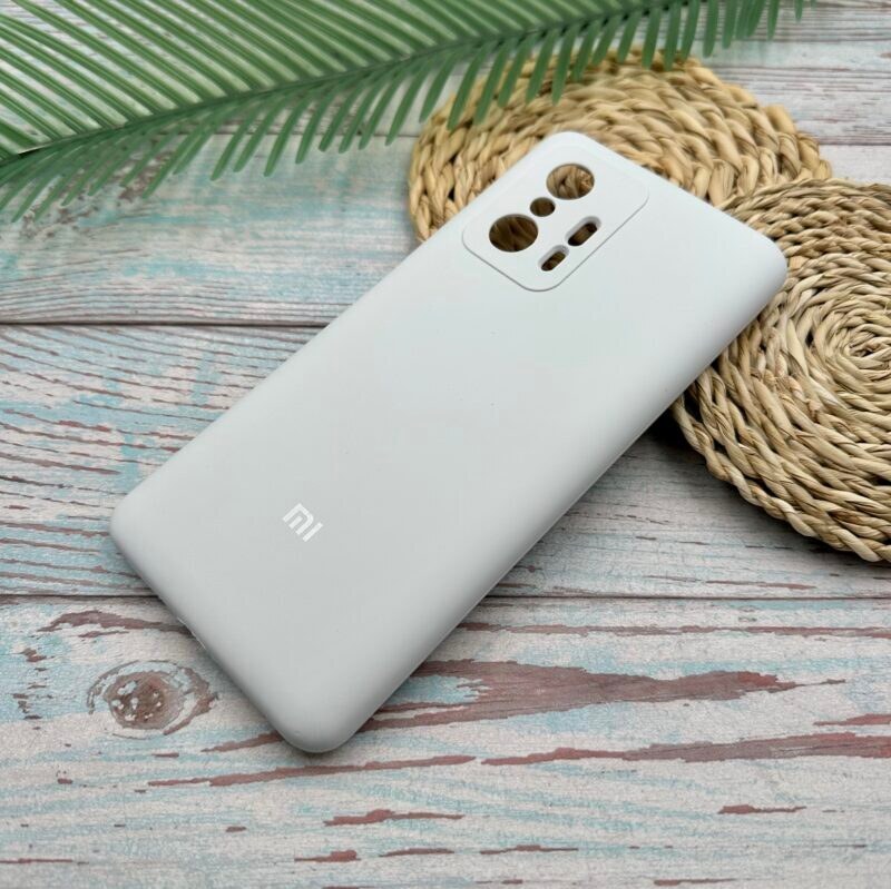 قاب گوشی Xiaomi Mi 11T - Mi 11T Pro شیائومی سیلیکونی پاک کنی اورجینال داخل پارچه ای رنگ سفید محافظ لنز دار کد 90371