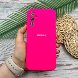 قاب گوشی Galaxy A14 4G - Galaxy A14 5G سامسونگ سیلیکونی پاک کنی اورجینال داخل پارچه ای محافظ لنزدار رنگ سرخابی کد 26836