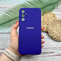 قاب گوشی Galaxy A14 4G-Galaxy A14 5G سامسونگ سیلیکونی پاک کنی اورجینال داخل پارچه ای محافظ لنزدار رنگ بنفش کد 74555