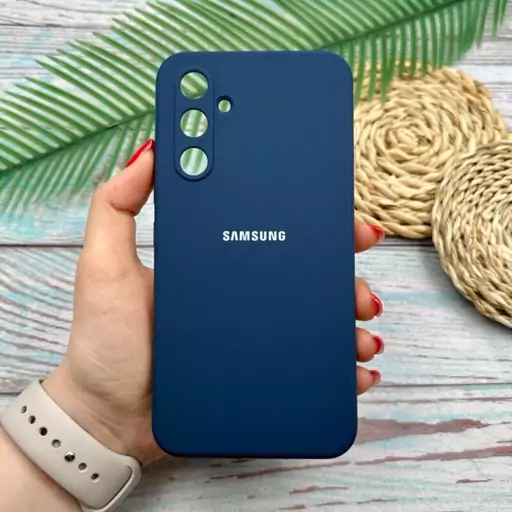 قاب گوشی Galaxy A54 5G سامسونگ سیلیکونی پاک کنی اورجینال داخل پارچه ای محافظ لنزدار رنگ سرمه ای کد 35574