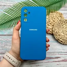 قاب گوشی Galaxy A14 4G - Galaxy A14 5G سامسونگ سیلیکونی پاک کنی اورجینال داخل پارچه ای محافظ لنزدار رنگ آبی کد 19584