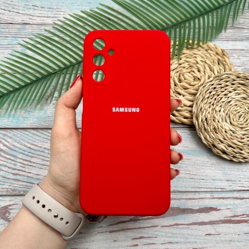 قاب گوشی Galaxy A14 4G - Galaxy A14 5G سامسونگ سیلیکونی پاک کنی اورجینال داخل پارچه ای محافظ لنزدار رنگ قرمز کد 88662