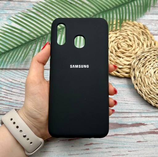 قاب گوشی Galaxy A20 - Galaxy A30 سامسونگ سیلیکونی پاک کنی اورجینال داخل پارچه ای محافظ لنزدار رنگ مشکی کد 91663