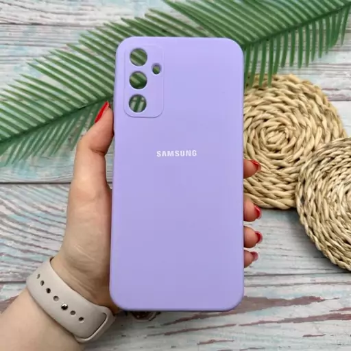 قاب گوشی Galaxy A14 4G - Galaxy A14 5G سامسونگ سیلیکونی پاک کنی اورجینال داخل پارچه ای محافظ لنزدار رنگ یاسی کد 62018