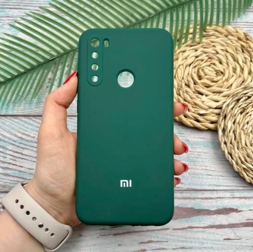 قاب گوشی Redmi Note 8 - Redmi Note 8 2021 شیائومی سیلیکونی پاک کنی اورجینال داخل پارچه ای محافظ لنزدار رنگ سبز کد 46763