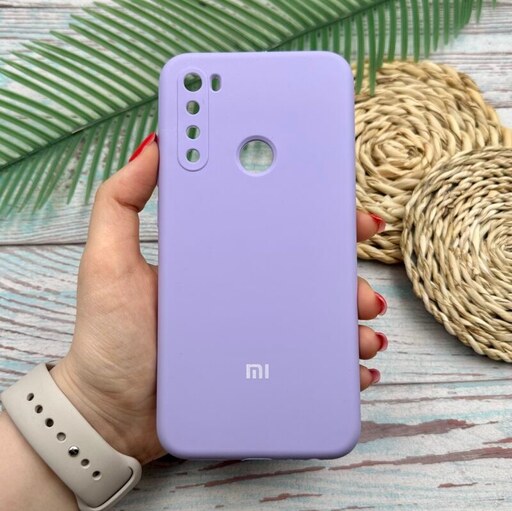 قاب گوشی Redmi Note 8 - Redmi Note 8 2021 شیائومی سیلیکونی پاک کنی اورجینال داخل پارچه ای محافظ لنزدار رنگ یاسی کد 68477