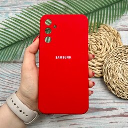 قاب گوشی Galaxy A34 سامسونگ سیلیکونی پاک کنی اورجینال داخل پارچه ای محافظ لنزدار رنگ قرمز کد 89748