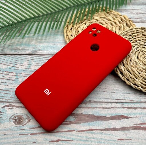 قاب گوشی Redmi 9C - Redmi 10A - Poco C3 شیائومی سیلیکونی پاک کنی اورجینال داخل پارچه ای محافظ لنز دار رنگ قرمز کد 43002