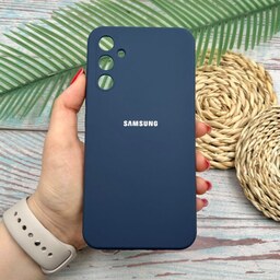 قاب گوشی Galaxy A34 سامسونگ سیلیکونی پاک کنی اورجینال داخل پارچه ای محافظ لنزدار رنگ سرمه ای کد 82602