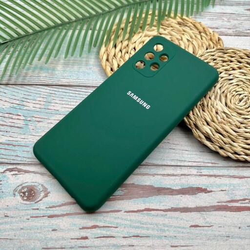 قاب گوشی Galaxy A32 4G سامسونگ سیلیکونی پاک کنی اورجینال داخل پارچه ای محافظ لنزدار رنگ سبز کد 76114