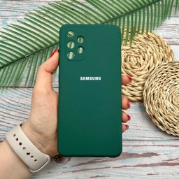 قاب گوشی Galaxy A32 4G سامسونگ سیلیکونی پاک کنی اورجینال داخل پارچه ای محافظ لنزدار رنگ سبز کد 76114