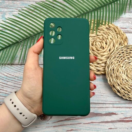 قاب گوشی Galaxy A32 4G سامسونگ سیلیکونی پاک کنی اورجینال داخل پارچه ای محافظ لنزدار رنگ سبز کد 76114