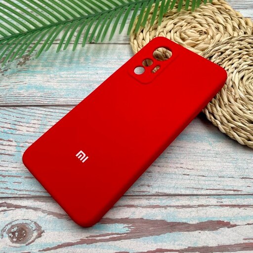 قاب گوشی Xiaomi 12 Lite شیائومی سیلیکونی پاک کنی اورجینال داخل پارچه ای محافظ لنزدار رنگ قرمز کد 97038