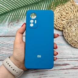 قاب گوشی Xiaomi 12 Lite شیائومی سیلیکونی پاک کنی اورجینال داخل پارچه ای محافظ لنزدار رنگ آبی کد 62171