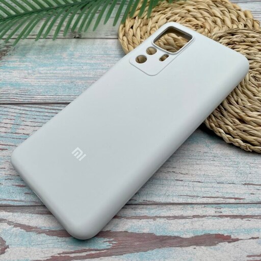 قاب گوشی Xiaomi 12T - Xiaomi 12T Pro شیائومی سیلیکونی پاک کنی اورجینال داخل پارچه ای محافظ لنزدار رنگ سفید کد 11085