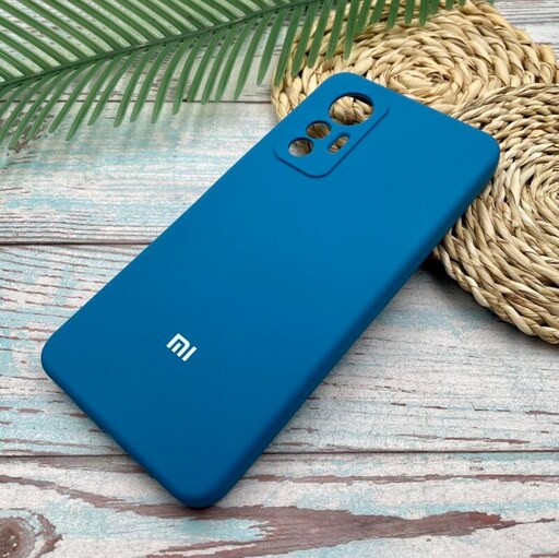 قاب گوشی Xiaomi 12 Lite شیائومی سیلیکونی پاک کنی اورجینال داخل پارچه ای محافظ لنزدار رنگ آبی کد 62171