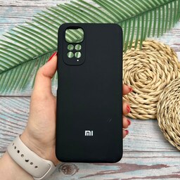 قاب گوشی Redmi Note 11 4G-Redmi Note 11S شیائومی سیلیکونی پاک کنی اورجینال داخل پارچه ای محافظ لنزدار رنگ مشکی کد 55393