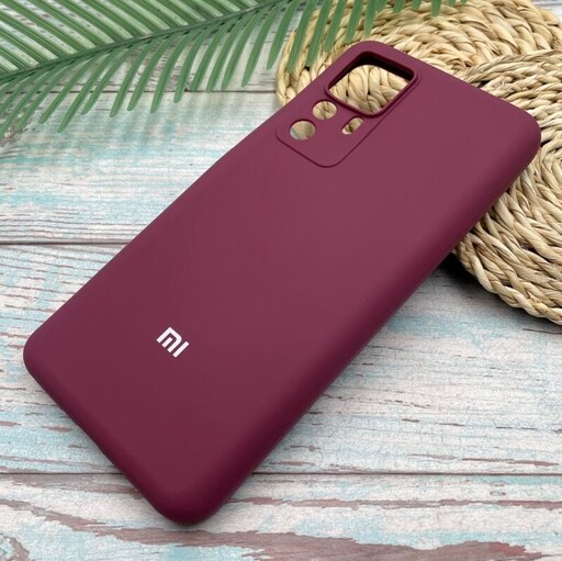 قاب گوشی Xiaomi 12T - Xiaomi 12T Pro شیائومی سیلیکونی پاک کنی اورجینال داخل پارچه ای محافظ لنزدار رنگ زرشکی کد 91967