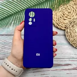 قاب گوشی Xiaomi 12 Lite شیائومی سیلیکونی پاک کنی اورجینال داخل پارچه ای محافظ لنزدار رنگ بنفش کد 20537