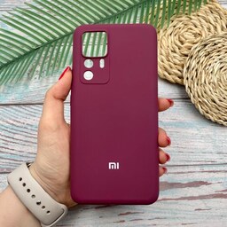 قاب گوشی Xiaomi 12T - Xiaomi 12T Pro شیائومی سیلیکونی پاک کنی اورجینال داخل پارچه ای محافظ لنزدار رنگ زرشکی کد 91967