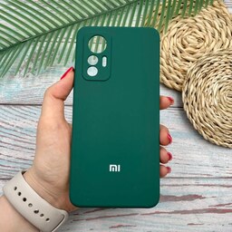 قاب گوشی Xiaomi 12 Lite شیائومی سیلیکونی پاک کنی اورجینال داخل پارچه ای محافظ لنزدار رنگ سبز کد 39300