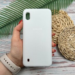 قاب گوشی Galaxy A10 سامسونگ سیلیکونی پاک کنی اورجینال داخل پارچه ای رنگ سفید کد24631