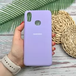 قاب گوشی Galaxy A10S سامسونگ سیلیکونی پاک کنی اورجینال داخل پارچه ای رنگ یاسی کد 42244