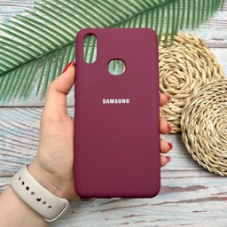 قاب گوشی Galaxy A10S سامسونگ سیلیکونی پاک کنی اورجینال داخل پارچه ای رنگ زرشکی کد 86195