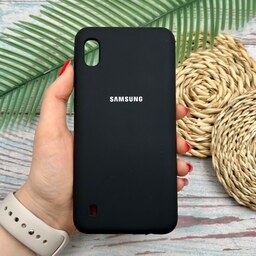 قاب گوشی Galaxy A10 سامسونگ سیلیکونی پاک کنی اورجینال داخل پارچه ای رنگ مشکی کد 96379