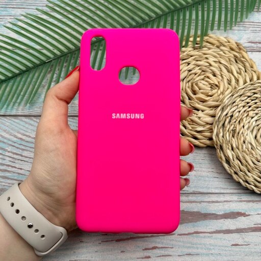 قاب گوشی Galaxy A10S سامسونگ سیلیکونی پاک کنی اورجینال داخل پارچه ای رنگ سرخابی کد 67888