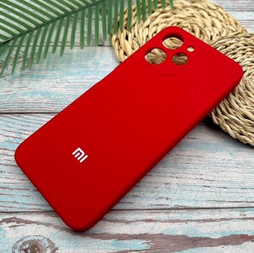 قاب گوشی Redmi 12 شیائومی سیلیکونی پاک کنی اورجینال داخل پارچه ای محافظ لنز دار رنگ قرمز کد 80503