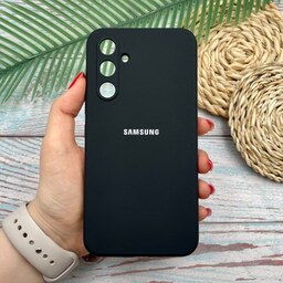 قاب گوشی Galaxy A54 5G سامسونگ سیلیکونی پاک کنی اورجینال داخل پارچه ای محافظ لنزدار رنگ مشکی کد 53889