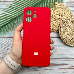 قاب گوشی Redmi 12 شیائومی سیلیکونی پاک کنی اورجینال داخل پارچه ای محافظ لنز دار رنگ قرمز کد 80503