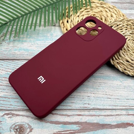 قاب گوشی Redmi 12 شیائومی سیلیکونی پاک کنی اورجینال داخل پارچه ای محافظ لنز دار رنگ زرشکی کد 86986