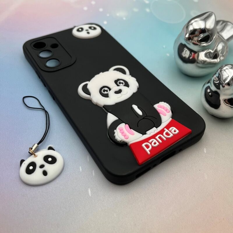 قاب گوشی Galaxy A34 سامسونگ سیلیکونی عروسکی برجسته بند آویز دار طرح پاندا Panda محافظ لنز دار کد 50187