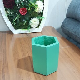 گلدان بتنی بزرگ مدل 6 ضلعی رنگ سبز