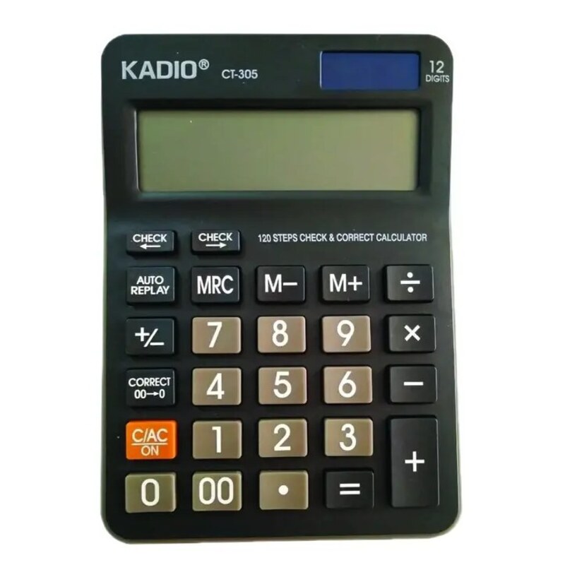 ماشین حساب دیجیتال کادیو مدل CT-305 با صفحه نمایش خوانا به همراه باتری نیم قلمی