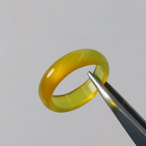 حلقه یا انگشتر سنگ عقیق معدنی و طبیعی (رنگ لیمویی)