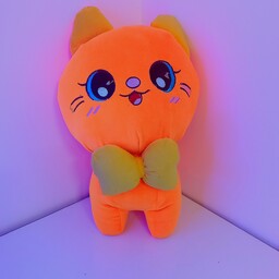 عروسک گربه ملوس بزرگ سایز 3 جنس پارچه کریستال درجه یک در سه  رنگ نارنجی. بنفش .صورتی