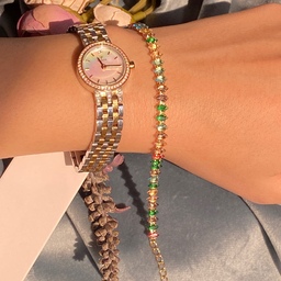 دستبند تنیسی دستبند استیل رنگ ثابت مولتی کالر  دستبند دخترانه  دستبند مجلسی مولتی کالر بینظیر برای کادو تولد