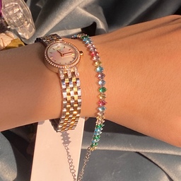 دستبند تنیسی دستبند استیل رنگ ثابت دستبند دخترانه  دستبند مجلسی مولتی کالر بینظیر برای کادو تولد