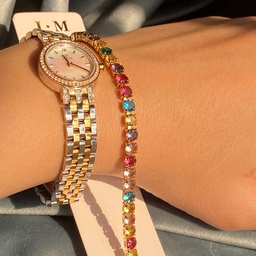 دستبند استیل رنگ ثابت دستبند دخترانه مولتی کالر دستبند مجلسی بینظیر برای کادو تولد دستبند تنیسی
