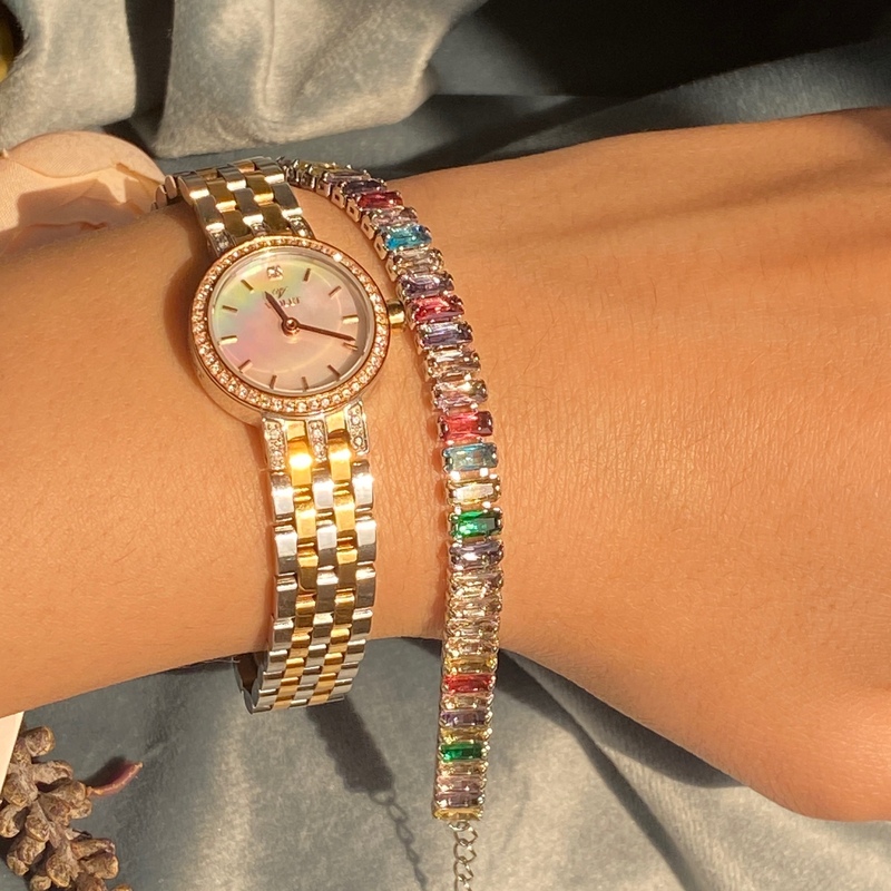 دستبند تنیسی مولتی کالر دستبند استیل رنگ ثابت دستبند دخترانه دستبند مجلسی بینظیر برای کادو تولد