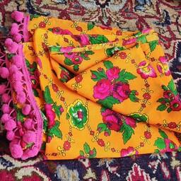 شال موهر پاکستانی اصل رنگ زرد نارنجی بسیار خوش رنگ