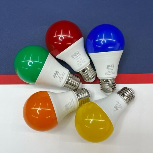 لامپ رنگی ال ای دی 9 وات بروکس مدل A60 حبابی بسته 5 عددی