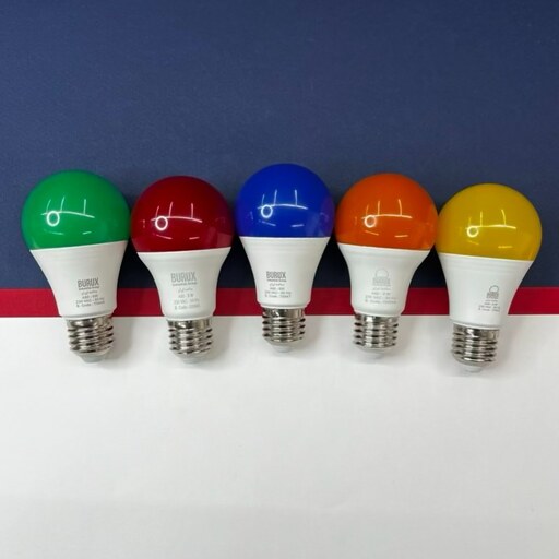 لامپ رنگی ال ای دی 9 وات بروکس مدل A60 حبابی بسته 5 عددی
