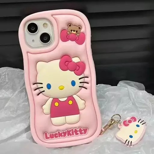 قاب آیفون  مدل کیتی hello kitty آویز دار مناسب آیفون 13 پرومکس iPhone 13 Pro Max