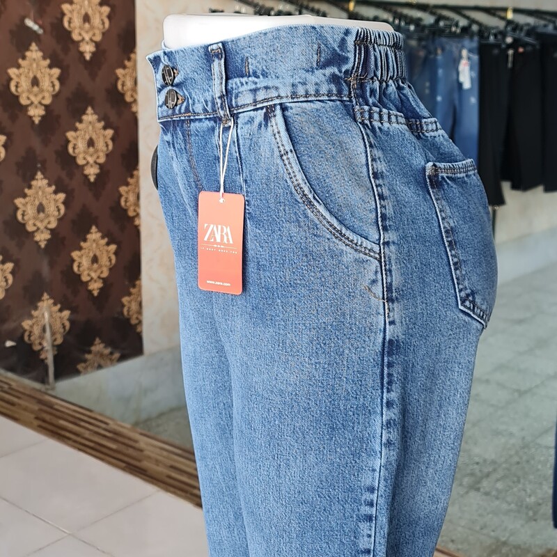 شلوار جین زنانه،مدل مام استایل،رنگ آبی،قد 90،تنخور شیک ،جنس عالی