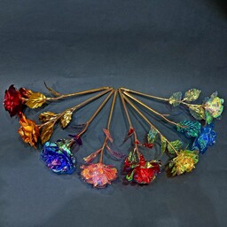 گل مصنوعی رز فلزی هولوگرامی گلکسی در هشت رنگ متنوع(عالیجناب)  