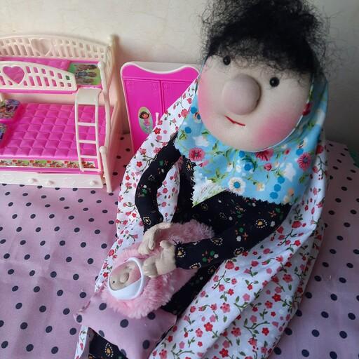 عروسک ننه طلا و فندوقش،عروسک ننه،عروسک مادربزرگ،هدیه ،دکوری کادویی،عروسک سنتی،عروسک دستساز